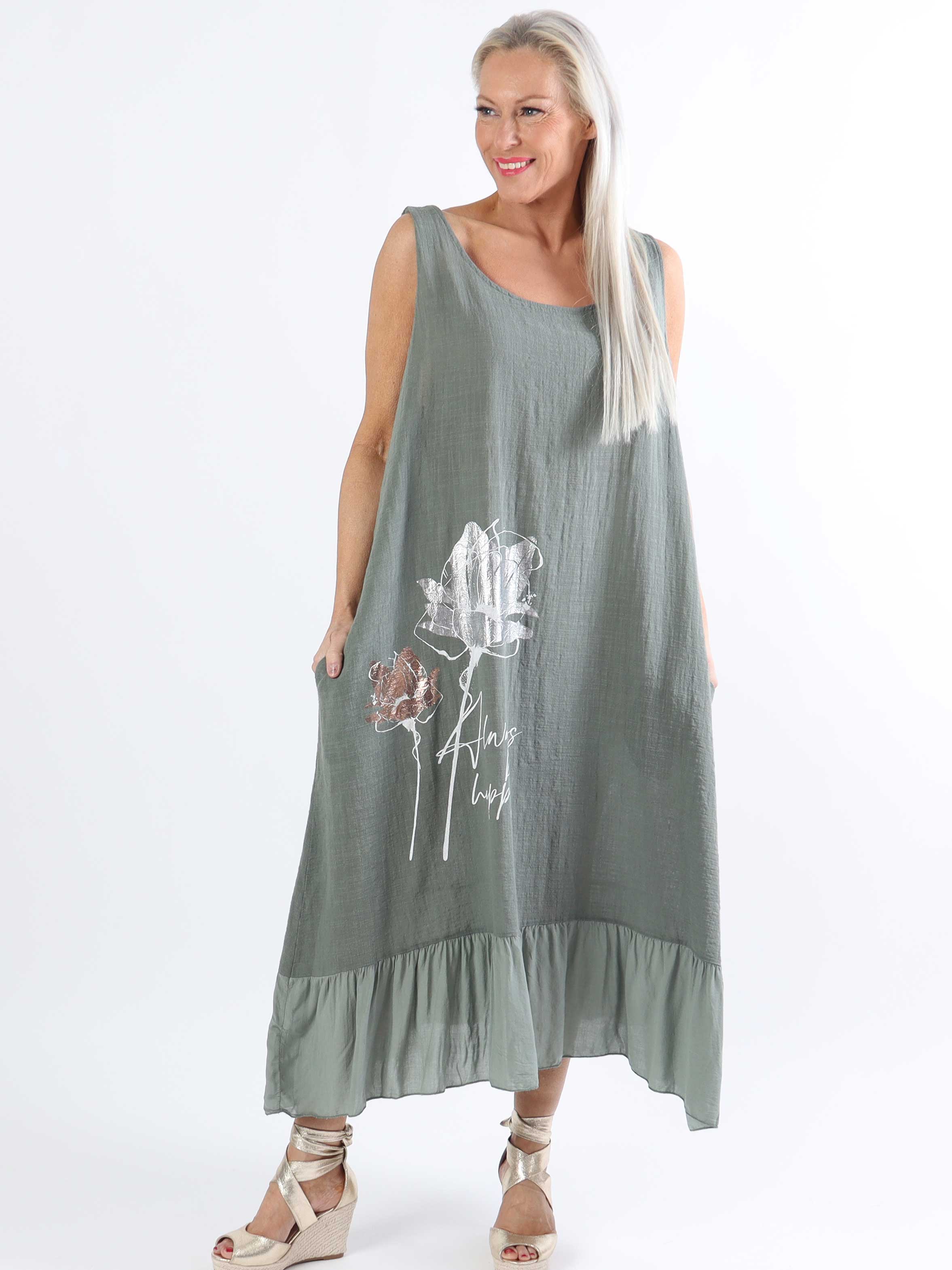 Mille - Plus size sommarklänning i linne med volang